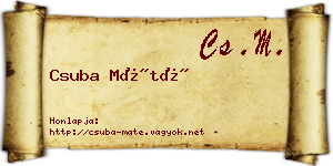Csuba Máté névjegykártya
